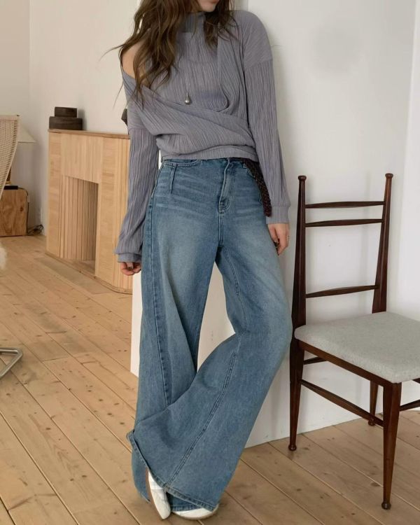 兩件式露肩皺褶上衣 