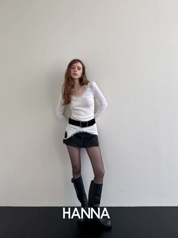 側開衩牛仔褲裙 