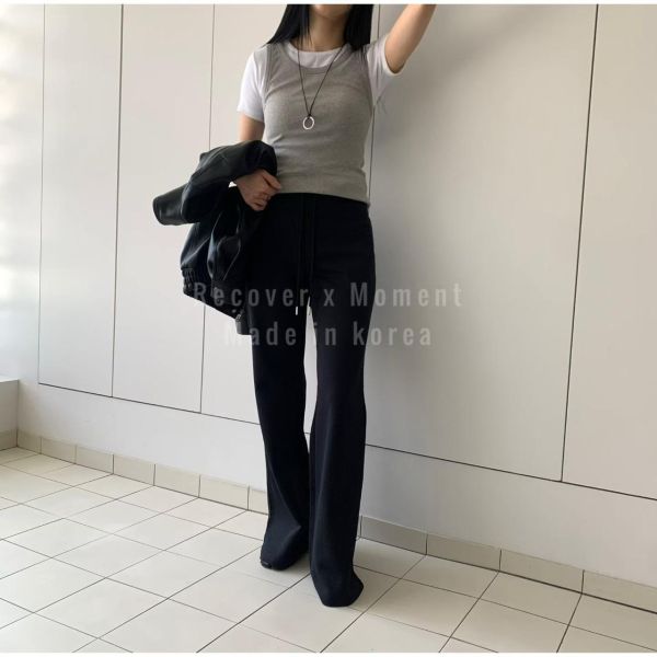 棉質休閒俐落直筒長褲 