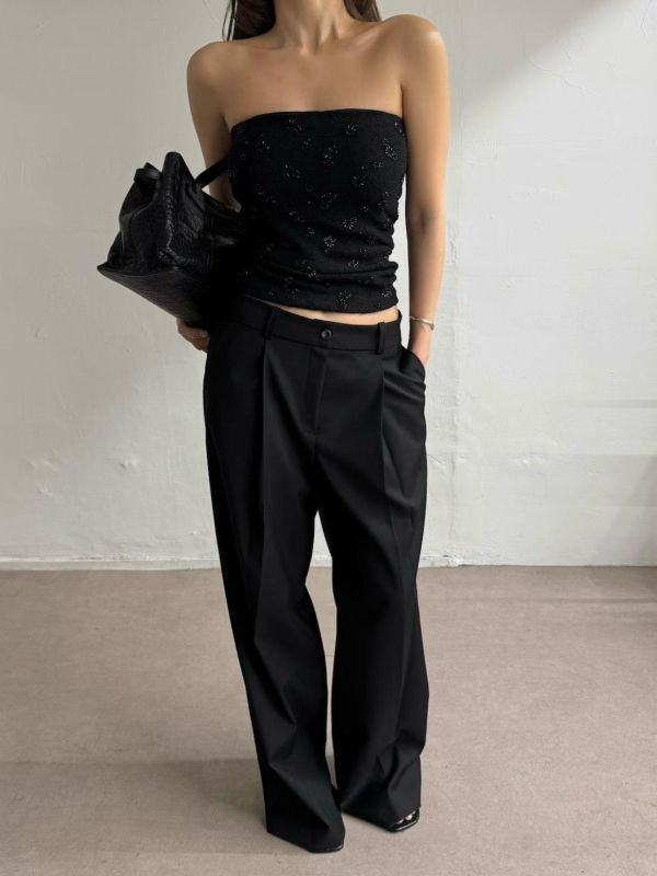 打摺西裝直筒褲 