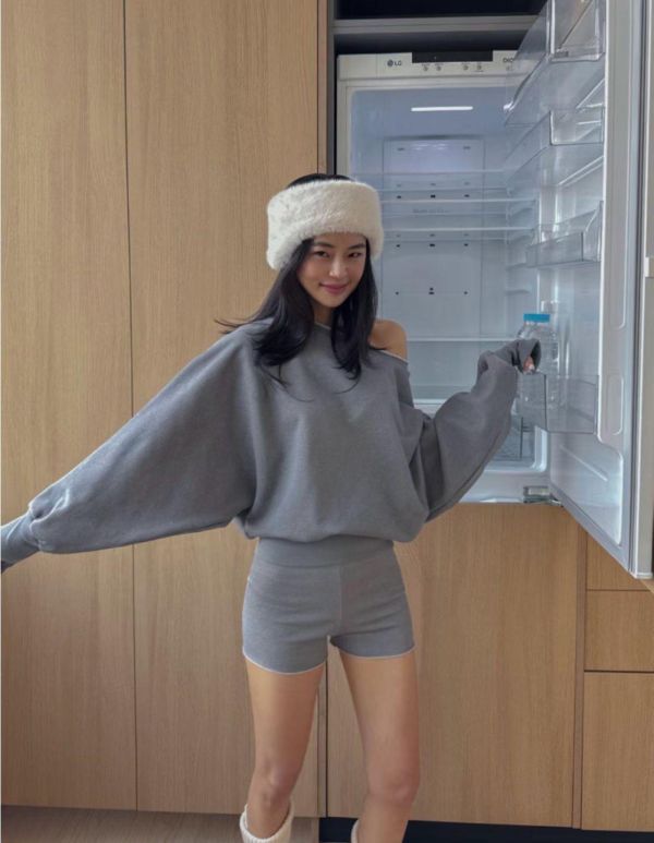 水洗斜肩衣+短褲SET 