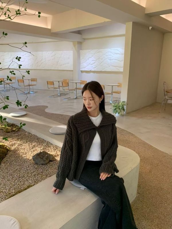 大翻領毛衣針織衫 