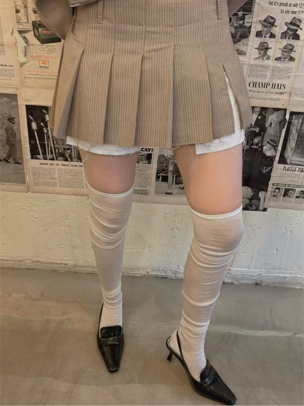 翻領無袖馬甲背心外套/百褶後鬆緊腰褲裙 