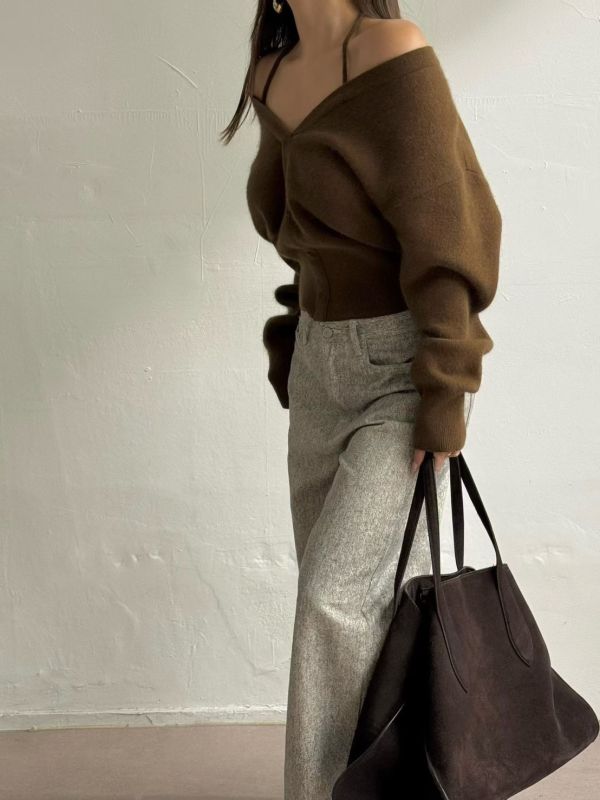 安哥拉羊毛繞脖上衣(羊毛65) 