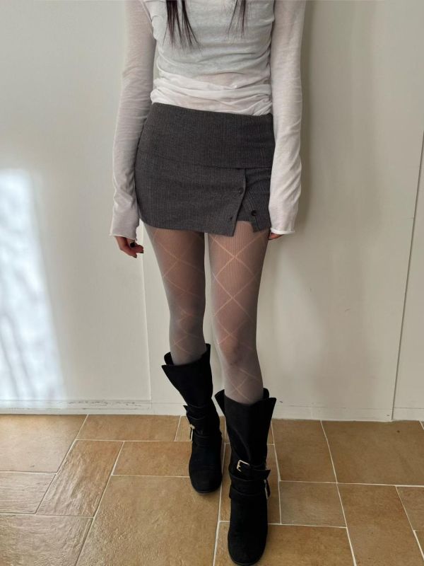 針織排扣短褲裙 
