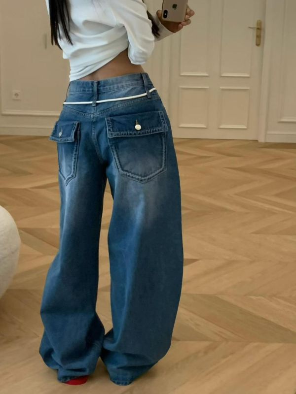 鬆弛感綁繩牛仔褲 