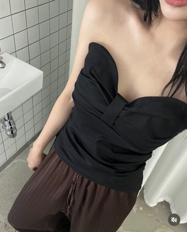 心型領緞帶立體上衣 