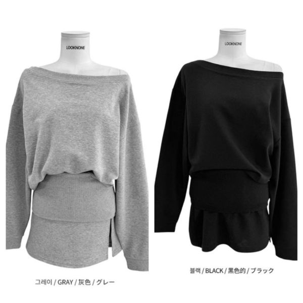 長袖上衣+褲裙SET 