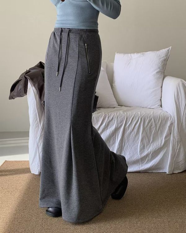 拉鍊磨毛魚尾棉裙 