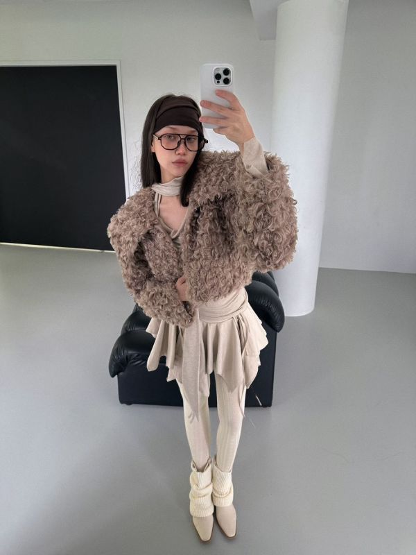 泰迪毛毛翻領外套 