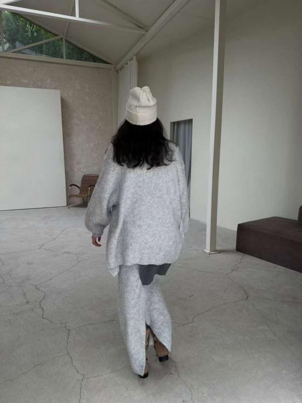 慵懶針織外套+針織長裙Set 