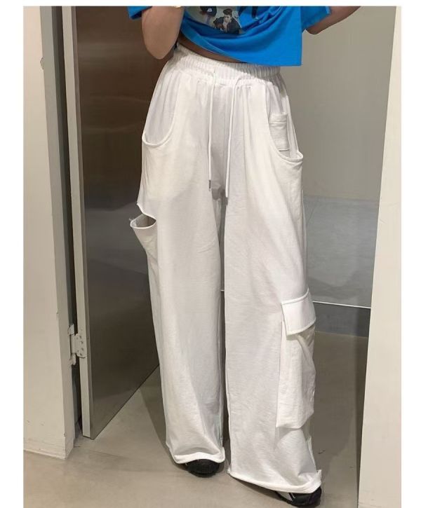 破洞寬鬆運動休閒褲 