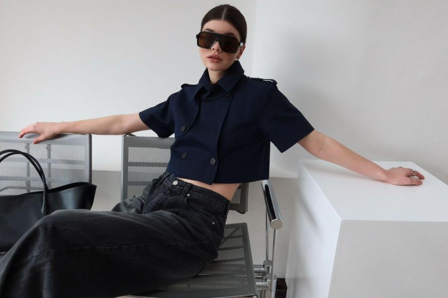 海軍風短版風衣外套 