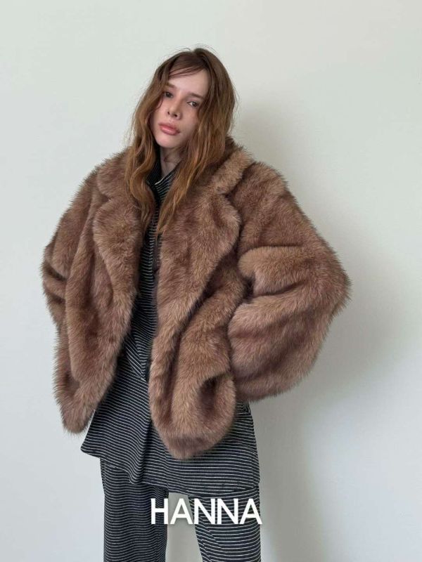 翻領皮草毛絨外套 