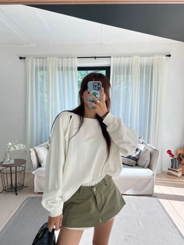 拼色腰頭斜紋布褲裙 