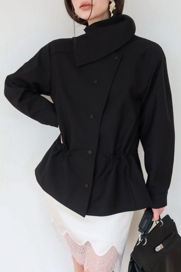 收腰立領風衣外套 