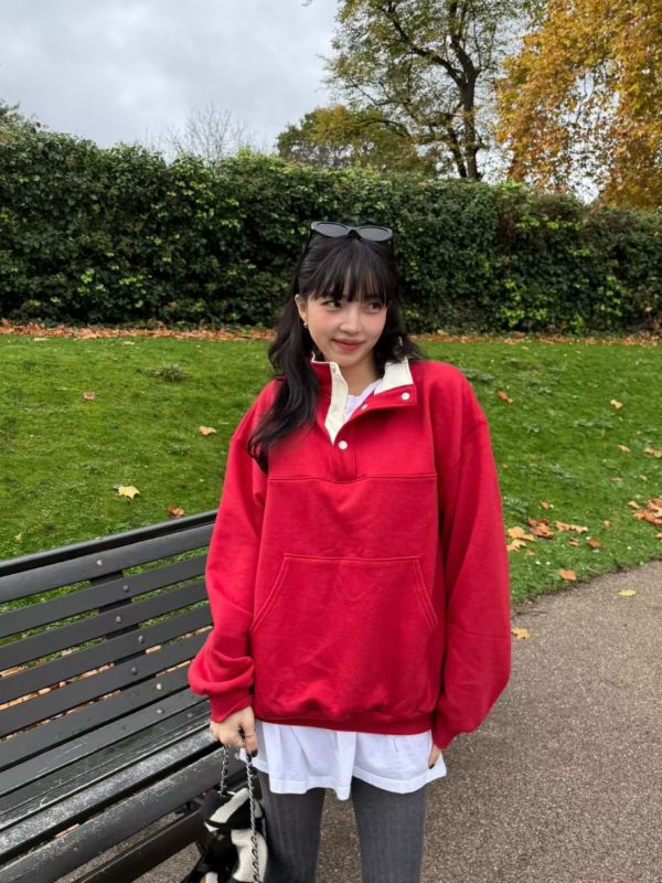 立領寬鬆休閒上衣 