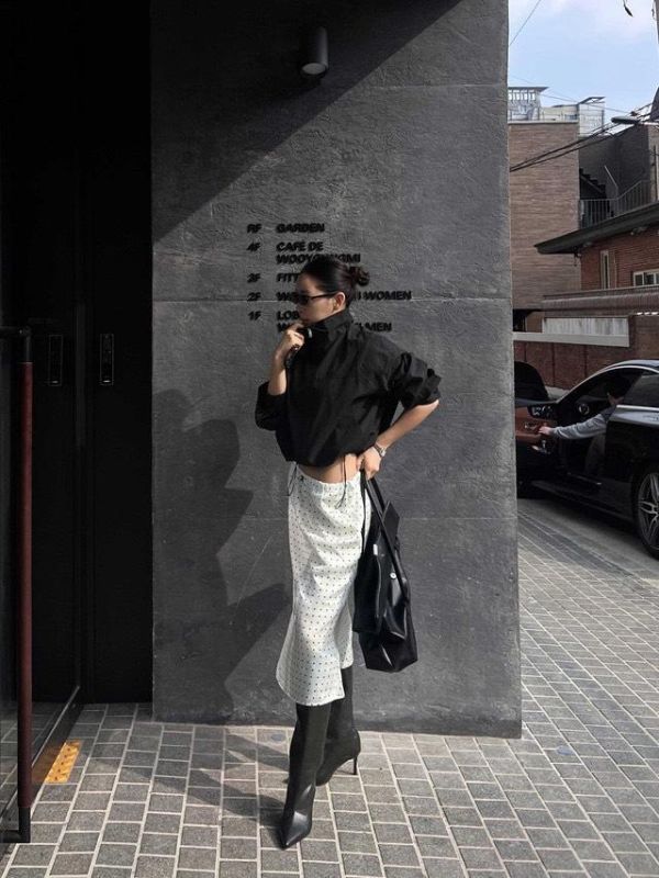 立領抽繩尼龍外套 