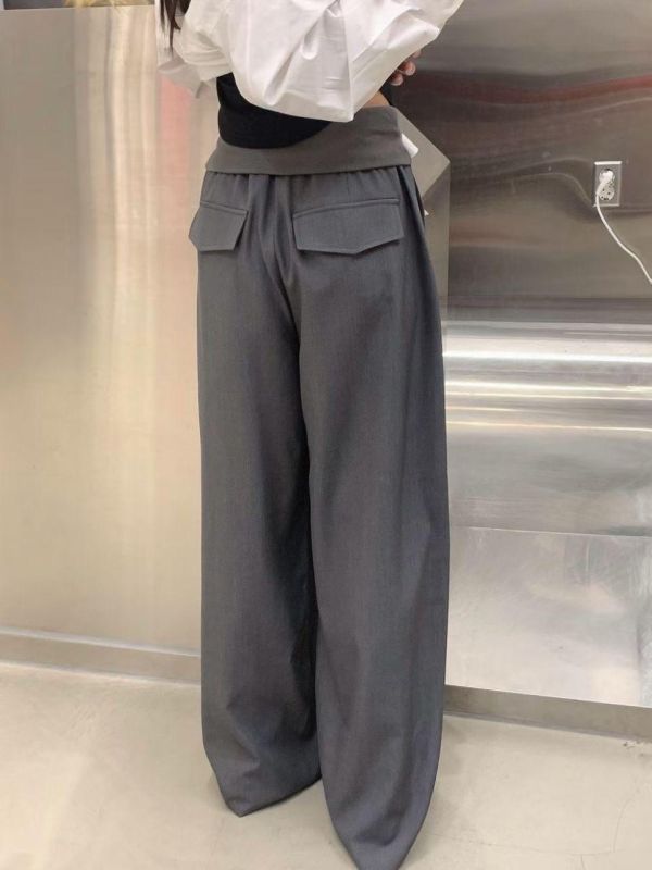 超顯瘦反摺涼感西裝長褲 