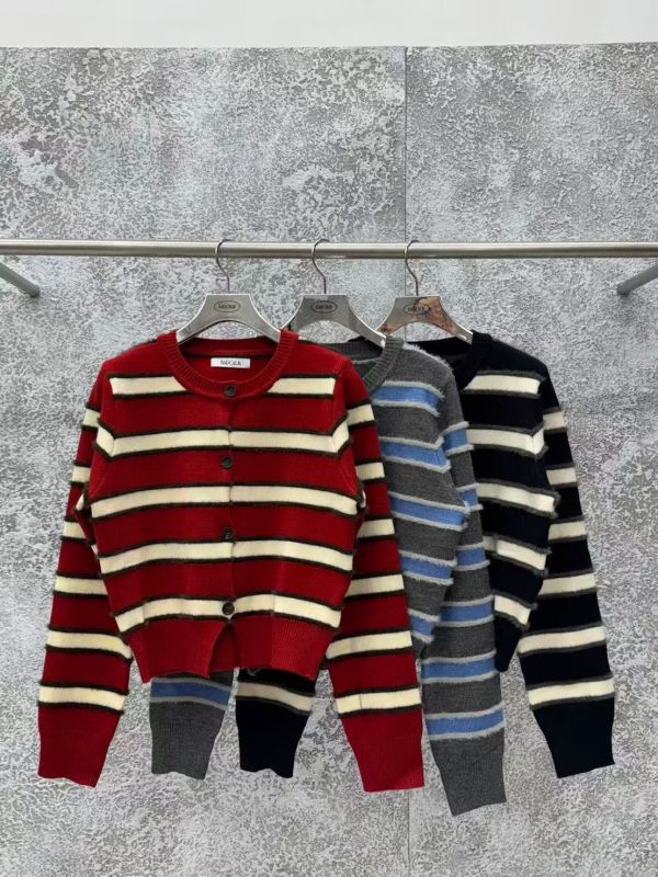 拼色條紋毛料外套 