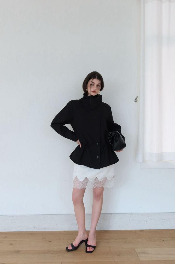 收腰立領風衣外套 