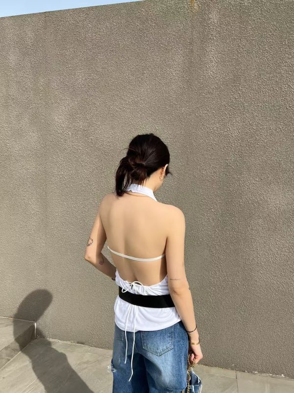 繞頸綁帶美背上衣 