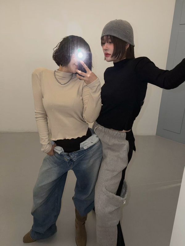 性感露背綁帶微立領上衣 