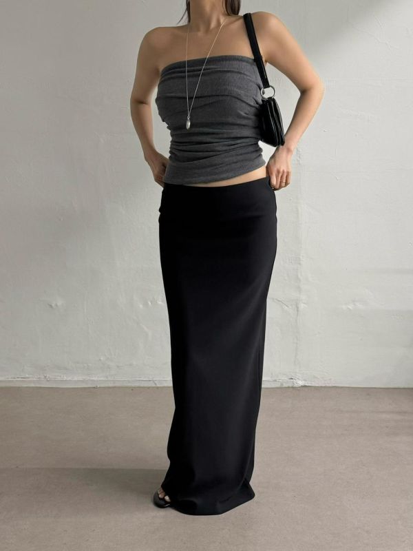 度假感後開衩西裝長裙 