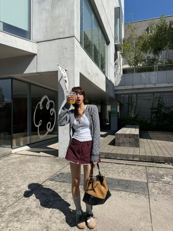 拼色腰頭斜紋布褲裙 