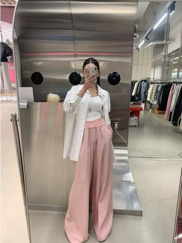 超顯瘦反摺涼感西裝長褲 