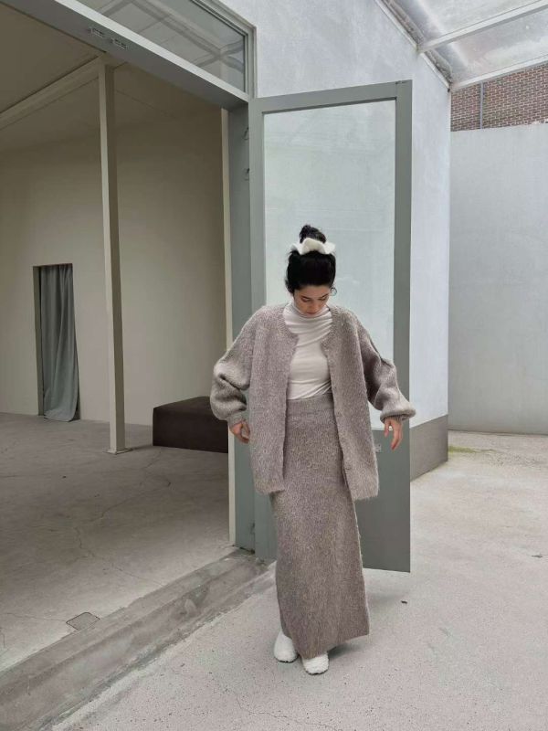 慵懶針織外套+針織長裙Set 