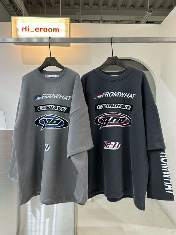 美式字母假兩件上衣 