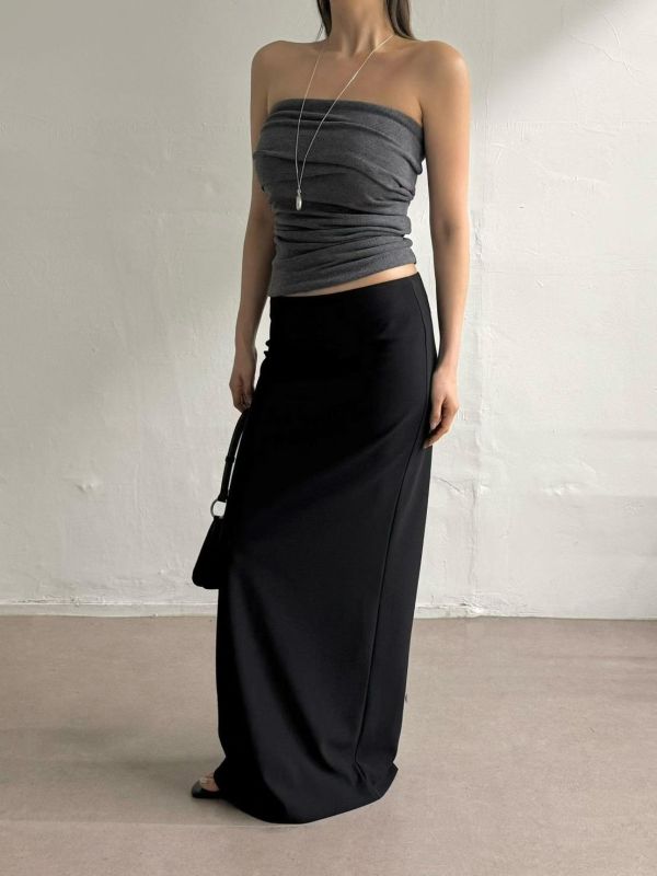 度假感後開衩西裝長裙 