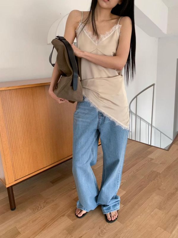 緞面蕾絲背心+絲巾SET 