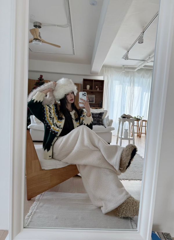 復古撞色針織開襟衫 