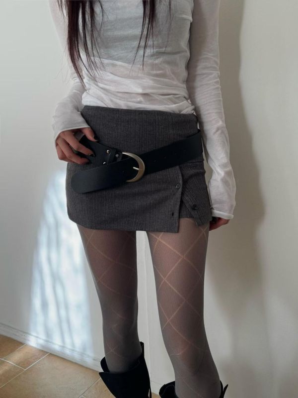 針織排扣短褲裙 