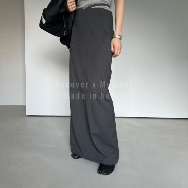 側腰造型綁帶西裝長裙 