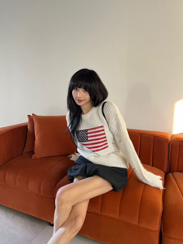 國旗羊毛破壞感上衣 