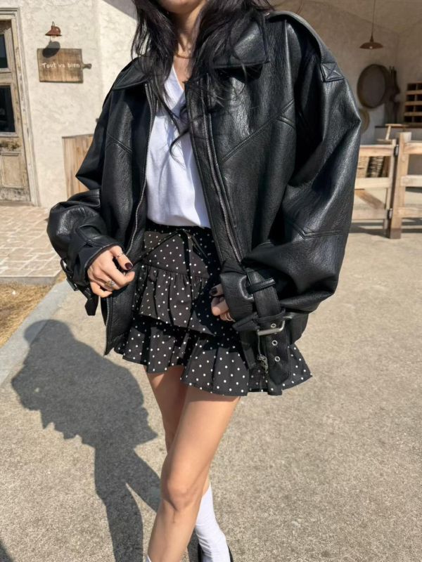 抽繩點點短褲裙 