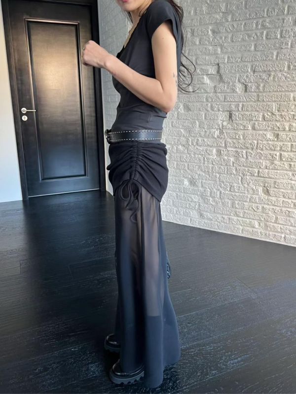 抽繩透膚性感長裙 