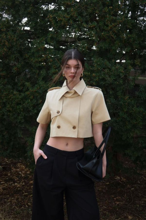 海軍風短版風衣外套 