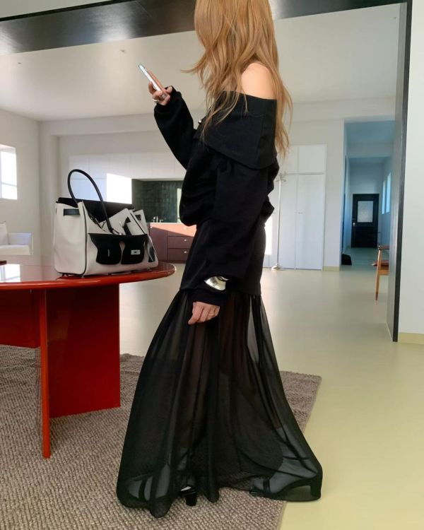 網紗拼接顯瘦長裙 