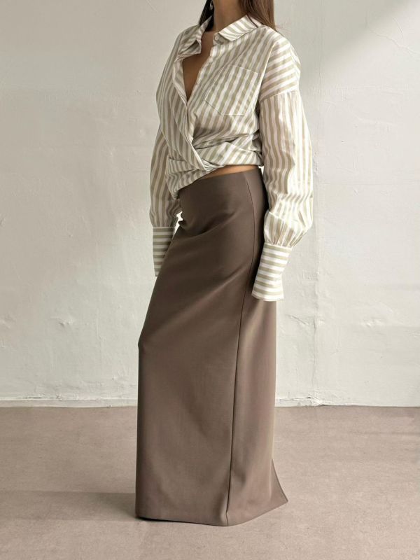 度假感後開衩西裝長裙 