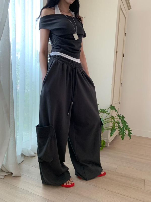 假兩件繞脖船領上衣 