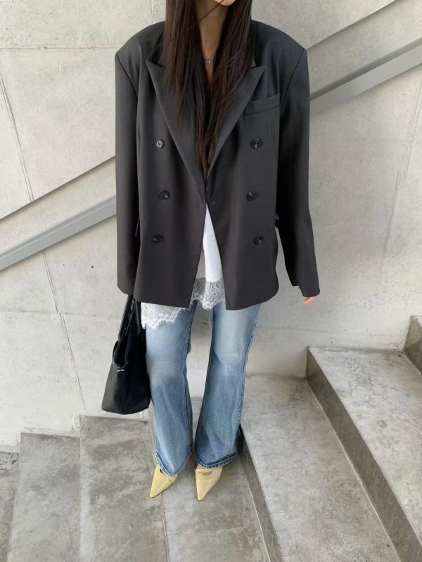 簡約雙排釦西裝外套 