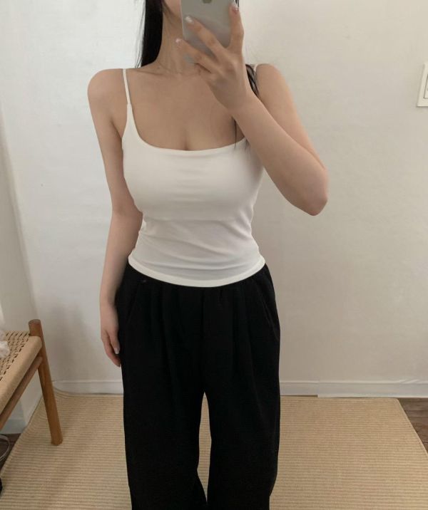 糖果色低領帶胸墊背心 