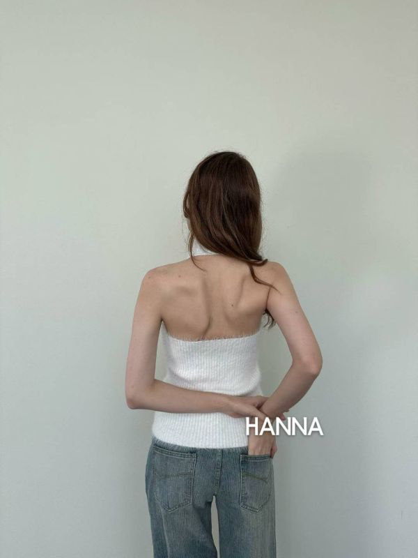 高領削肩針織背心 