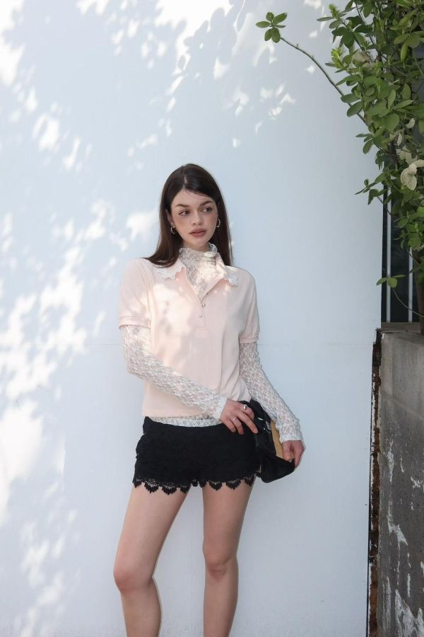 縷空雕花蕾絲短褲 