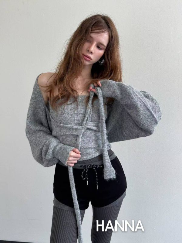 拼接設計針織小短褲 