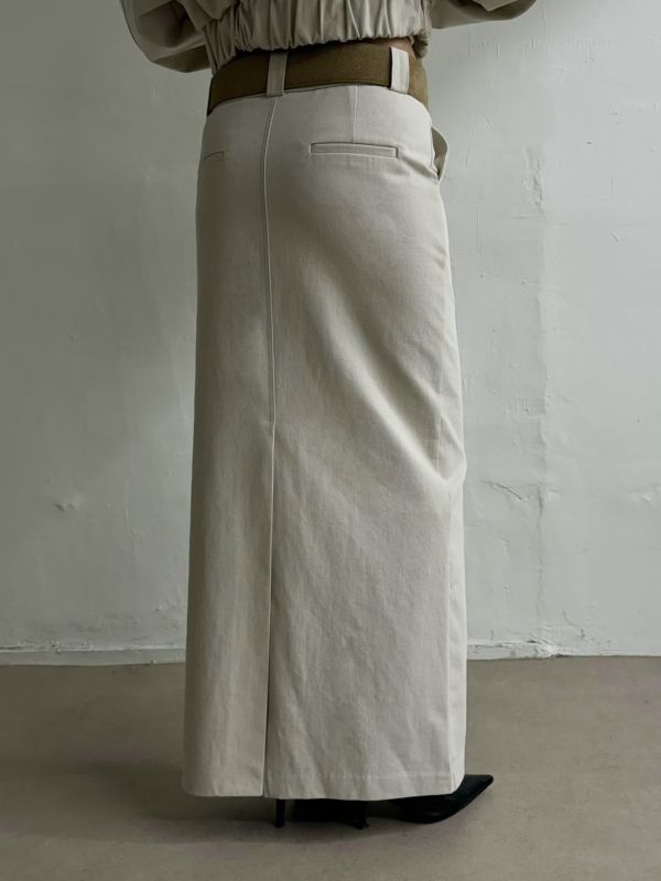 後開衩直筒牛仔長裙 